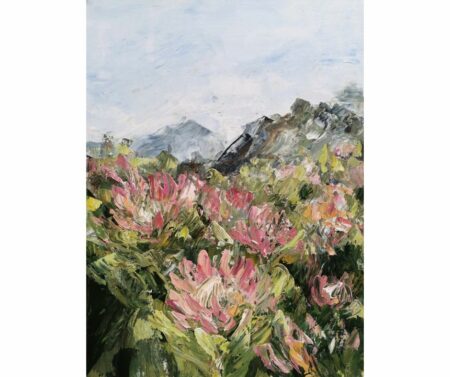 Impressionist impasto painting of protea