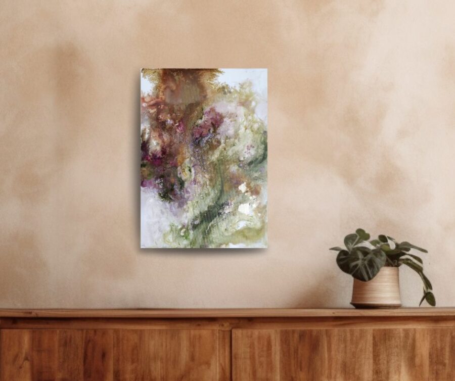 abstract pink and green painting