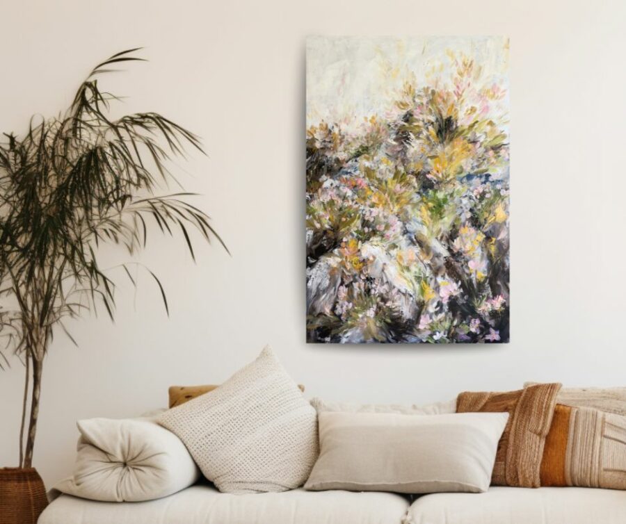 abstract floral painting in situ