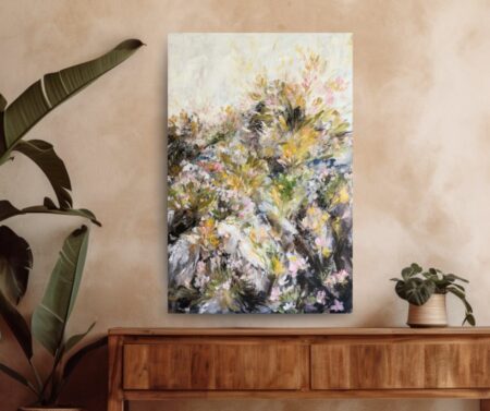 abstract floral oil painting in situ